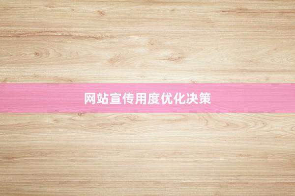 网站宣传用度优化决策